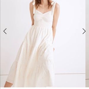 Madewell Eyelet Lucie Toe-Strap Tiered MIDI Dress S
